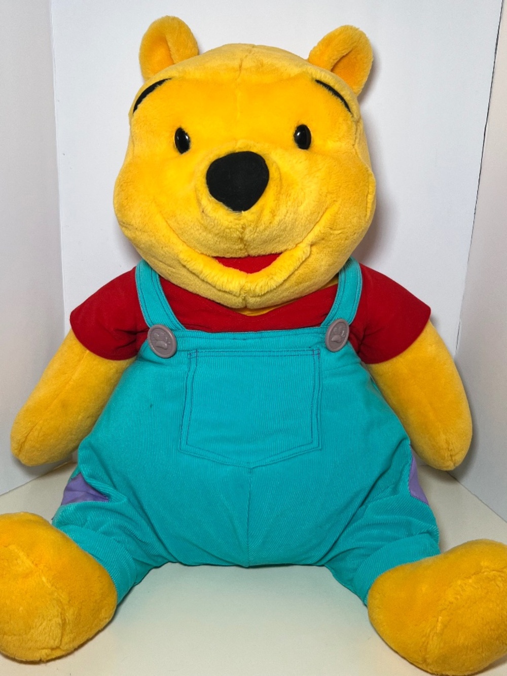 Vintage Huge Talking Winnie the Pooh 28" Plush Stuffed Animal 90s Y2K Overalls